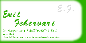 emil fehervari business card
